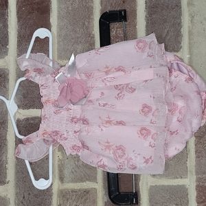 Pink baby dress set with diaper